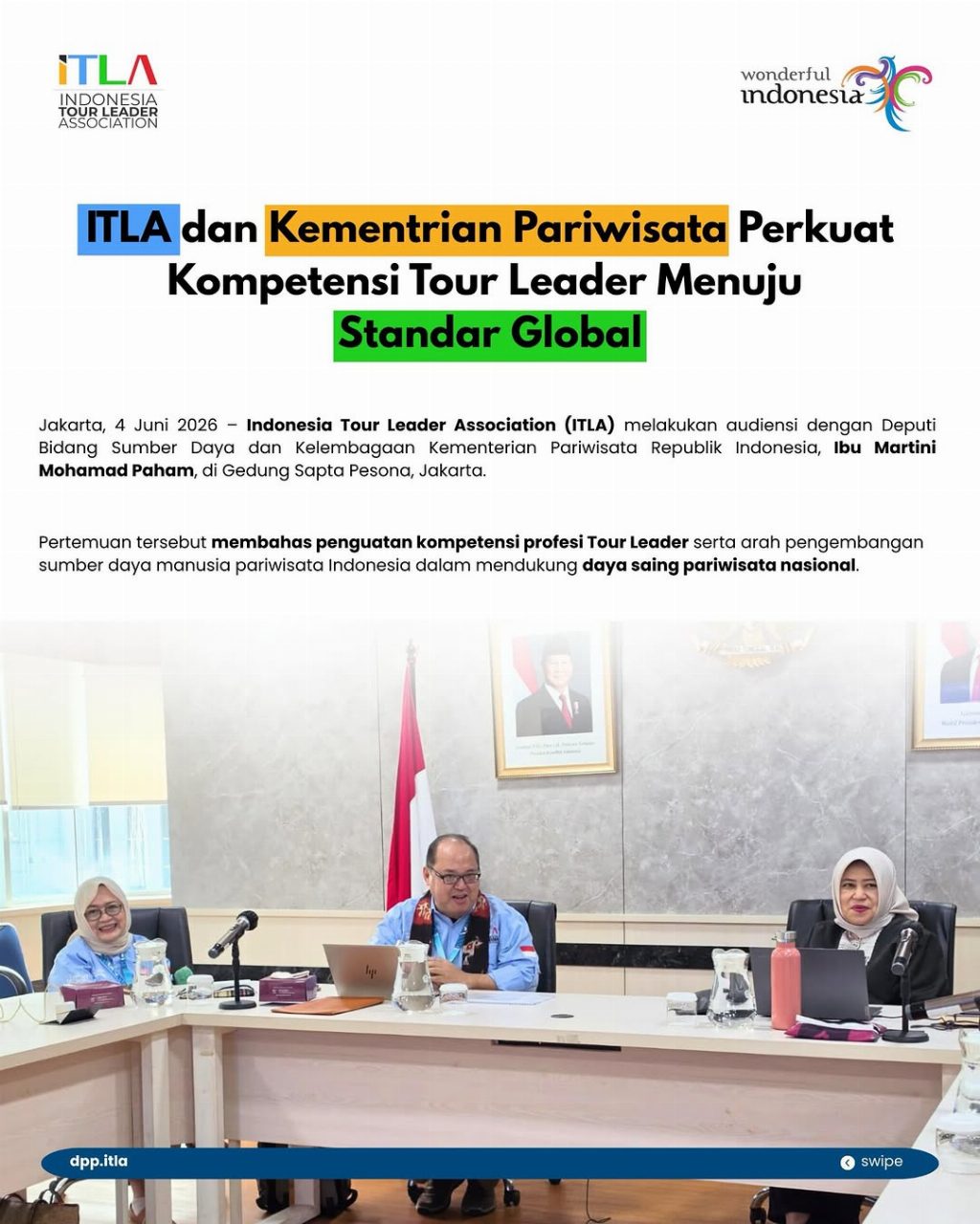 ITLA dan Kementerian Pariwisata Perkuat Kompetensi Tour Leader Menuju Standar Global